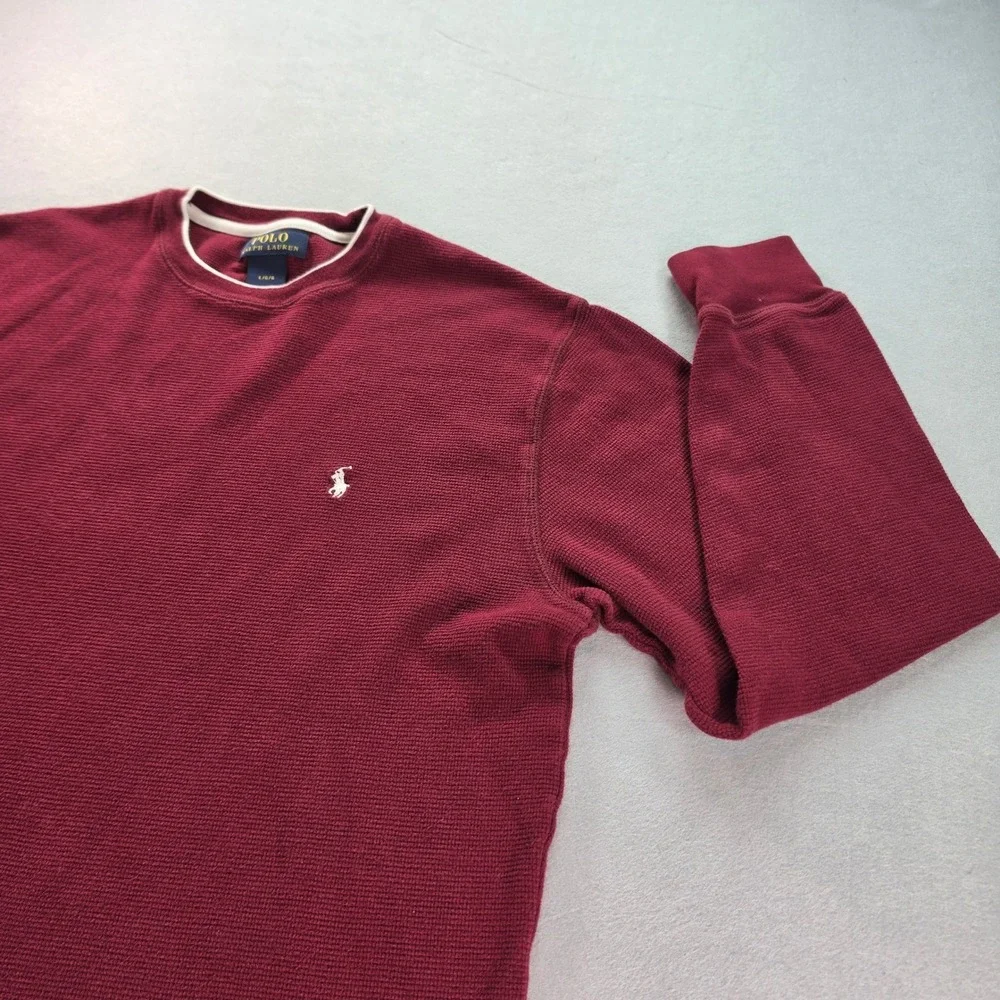 Polo Ralph Lauren Men's Burgundy Waffle Knit Thermal Shirt Preppy Classic L